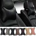 yuhuru Car Neck Pillows Both Side Pu Leather 2pieces Pack Headrest Fit for Most Cars Filled Fiber Universal Heatrests Pillow for Home and Office Chair (Black)