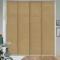 GoDear Design Adjustable Sliding Panel Track Vertical Blinds 45.8"- 86" W x Up to 96" H, Extendable Window Blinds for Sliding Glass Doors, Cloest Doors, Trimmable Natural Woven Panel Curtains, Pecan