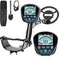 Metal Detector for Adults - High Sensitivity, Waterproof 10'' Search Coil, Adjustable LCD Backlight, 4 Professional Modes of Detection with Pinpoint Accuracy Gold Detector