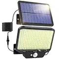 AOSTOK Faretti Solari a Led da Esterno con sensore di movimento,266Leds 1400Lm 3 Mode Luce Solare Led Esterno IP65 Impermeabile LED Lampade Solari da Esterni con Estensore da 3M Giardino Garage