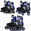 Sk8 Zone By Eurotrade Boys' HW219766 SK8 Zone Blue 3in1 Roller Blades Inline Quad Adjustable Size Childrens Kids Pro Combo Multi Ice Skating Boots Shoes New (Large 3-6 (35-38 EU)