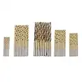 HALJIA 50Pcs Woodworking Twist Drill Bit Set 1-3mm Small HSS High Steel Titanium Coated Round Shank Tool for Wood Plastic Aluminum Copper Steel