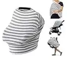 Multi-Use Organic Cotton Nursing Cover Breastfeeding Cover & Nursing Scarf- Stretchy Covers for Baby Carrier, Baby Car Seat Cover Canopy and Shopping Cart for Boys and Girls (NP03)