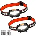 Torche Frontale(2 pcs), Lampe Frontale Puissante LED 140 LM, 3 Modes d’Eclairage, Réglable, Poids Léger pour Course Camping Cyclisme Éclairage Extérieur Cadeau pour Enfants, 6 Piles AAA Inclus