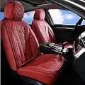 Coverado Leather Seat Covers, Waterproof Luxury Leatherette Car Seat Cushions for Front and Rear 5 Pcs, Stylish Seat Protectors Auto Accessories Universal Fit Most Sedans, SUVs and Trucks, Red