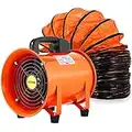OrangeA Utility Blower Fan, 8 Inches, 230W 882 CFM High Velocity Ventilator w/ 32.8 ft/10 m Duct Hose, Portable Ventilation Fan, Fume Extractor for Exhausting & Ventilating at Home and Job Site