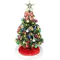 Joiedomi 24" Prelit Tabletop Christmas Tree with Tree Skirt and Decoration Kits, 50-Count Lights pre-Lighted Artificial Mini Christmas Tree for Christmas Tabletop décor