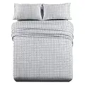 Royal Tradition Heavyweight Flannel, 100-Percent Cotton California King 4PC Bed Sheets Set, Grey Check Print, 170 GSM