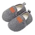 Scurtain Kids Toddler slippers Socks artificial woolen Slippers for Boys Girls Baby with Non-Slip Rubber Sole 2025 Grey 8.5-9 Toddler
