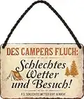 schilderkreis24 – Blechschild Lustiger Spruch “des Campers Fluch“ Deko Metallschild Geschenkidee Retro Camper Wohnwagen Zelt Wohnmobil Geschenk Geburtstag Weihnachten Camping Fans 18x12 cm