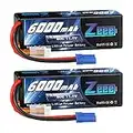 Zeee 11.1V 80C 3S 6000mAh Lipo Battery Hard Case Battery with EC5 Connector for RC 1/8 1/10 Scale Vehicles Car Trucks Boats(2 Pack)