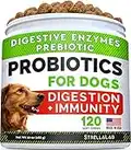 Dog Probiotics Treats for Picky Eaters - Digestive Enzymes + Prebiotics - Chewable Fiber Supplement - Allergy, Diarrhea, Gas, Constipation, Upset Stomach Relief - Improve Digestion, Immunity