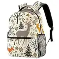 Sac à Dos pour Filles Tout-Petits Enfants Adolescents Cartable d'école pour élèves de Maternelle Enfants d'âge préscolaire avec Sac à Lunch Animaux de la forêt dessinés à la Main