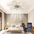 LED Deckenventilator Mit Beleuchtung, 66W Dimmbar (3000K-6000K) Deckenleuchte Mit Ventilator, Leise Reversibel Deckenventilator Mit Lampe Für Wohnzimmer Schlafzimmer Esszimmer Weiß,6 Köpfe 78x15cm