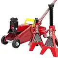 Torin Big Red Hydraulic Trolley Floor Jack Combo with 2 Jack Stands, 2 Ton Capacity