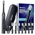 Electric Toothbrush for Adults and Kids, Etekcity Sonic Rechargeable 2 Minutes Smart Timer, 8 Soft High-Density Brush Heads with 5 Modes & Travel Case, Black