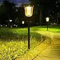 Solar Outdoor Lights,Landscape Pathway Lights Warm/White Switch 4-Pack，200LM High Lumen Solar Powered Garden Lights Brightest Waterproof LED Solar Walkway Yard Lights for Path Lawn Driveway (4 Pack)
