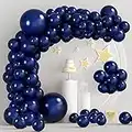 80Pcs Navy Blue Balloons, Matte Navy Blue Balloon Different Size 12inch 10inch 5inch Latex Party Balloons, Dark Blue Balloons with Blue Ribbons for Birthday Wedding Baby Shower Party Decorations