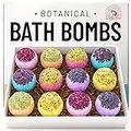 Set de regalo de bombas de baño orgánicas, 12 bombas de baño con aroma botánico y aceites esenciales para un baño natural - Bolas de baño hidratantes para mujeres, kit de bombas de baño naturales