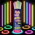 Party On Glow Sticks Bulk Party Supplies. 100 Pack. 8 Inch Glow in the Dark Sticks, Light Up Party Favors. Neon Glow Bracelets and Glow Necklaces with Connectors. Glow Party Decorations