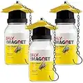 [Set of 3] Reusable Outdoor Fly Traps 32 oz - Fly Magnet Bait Trap - Made in USA - Bundled with 3 Bait Refills and 3 Hanging Chains