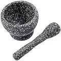 Leoyee Garlic Press, Mortar and Pestle, Easy to Clean Mini Garlic Grinding Tool Kitchen Tool Food, Squeezer Garlic Press (Granite Grain)