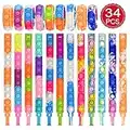 Pop Bubble Fidget Braccialetto, Pop It Bracciali Set, Antistress Braccialetto Giocattoli Regolabile Sensoriale Multicolore Push Bubble Bracelets Fidget Toys per Bambini Adulti (34pz)