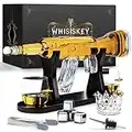 Whisiskey - Decanter per Whisky - Fucile - 1000ML - Regalo Uomo - Caraffa Whiskey - Regali Compleanno - Set include 2 Bicchieri in Vetro, 4 Cubetti di Ghiaccio Riutilizzaibili, Pinze e Beccuccio