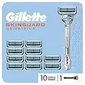 Gillette Skinguard Sensitive Rasoio Da Uomo Con Lametta Di Ricambio Con Un Tocco Di Aloe - 11 Lamette Di Ricambio, Clinicamente Testato Per Pelli Sensibili