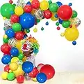 Carnival Circus Balloon Arch and Garland Kit, Red Yellow Blue Green 4 Sizes 18''12''10''5'' Balloon Garland Kit for Carnival Baby Shower Wedding Birthday Graduation Anniversary Bachelorette Party Background Decorations