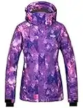 Wantdo Giacca da Ciclismo Sport Giubbotto da Viaggio a Vento Parka in Pile Imbottita Calda Giubbotto Running Antipioggia Donna Flora Viola L