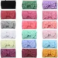 DeD 18 Pieces Nylon Newborn Headbands Hair Bows Elastics Soft Bands for Newborns Infants Toddlers