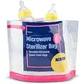 15 Pack Microwave Baby Bottle Sterilizer Bags - 300 Uses Per Pack - Travel Baby Bottle Cleaner Microwave Sterilizer Bag - Breast Feeding Baby Travel Accessories - Use with Soothers & Teethers