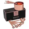 Steelware Central Copper Measuring Cups and Spoons Stainless Steel 9 pieces with 2 Rings