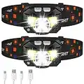 LHKNL Headlamp Flashlight, 1200 Lumen Ultra-Light Bright LED Rechargeable Headlight with White Red Light,2-Pack Waterproof Motion Sensor Head Lamp,8 Modes for Outdoor Camping Running Cycling Fishing