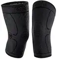 CAMBIVO Knee Brace Support(2 Pack), Knee Compression Sleeve for Running, Hiking, Basketball, Soccer, Tennis, Relieving Knee Pain and Joint Discomfort (Black, Medium)