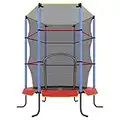 Ultrasport Trampolín interior para niños Jumper 140 cm, trampolín diversión y fitness para niños a partir 3 años, para como trampolín interior, asegurado con red y cubierta de borde, Rojo/Azul