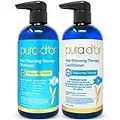 PURA D'OR Hair Thinning Therapy Biotin Shampoo and Conditioner Set, CLINICALLY TESTED Proven Results, DHT Blocker Hair Thickening Products For Women & Men, Natural Routine Shampoo, Color Safe, 16oz x2
