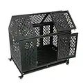 Gelinzon Heavy Duty Dog Cage Crate Kennel Playpen Large Strong Metal for Large Dogs and Pets, Easy to Assemble with Patent Lock and Four Lockable Wheels, 42''/ Blue