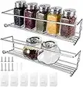 KONKY 2 Pack Soportes para botes de especias, Estanteria Cocina Adhesivo, Organizador de Especias y Hierbas, Spice Rack Especias Poseedor, 29 x 6x 6.5cm, Plata