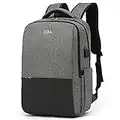 XQXA Mochila para computadora portátil de 15.6 pulgadas, mochila para hombres con puerto de carga USB, mochila para computadora portátil gris para viajes diarios de oficina de negocios