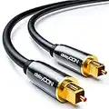 deleyCON 5m Câble Audio Digital Optique S/PDIF 2x Prises Toslink Câble Fibre Optique Prises Métalliques 5mm Flexible - Noir