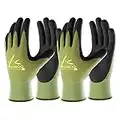 COOLJOB Gardening Gloves for Women and Men, 2 Pairs Bamboo Garden Gloves with Touchscreen, Breathable Nitrile Coated Work Gloves, Green, Medium Size (2 Pairs, M)