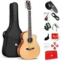 Electric Acoustic Guitar 3/4 Size - 36 Inch Acoustic Electric Guitar Cutaway Acustica Guitarra Bundle for Beginners and Students, Spruce Top, Guitarra Electro Acustica by Vangoa