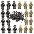 DWIN Lot de 20 mini figurines militaires, blocs de construction de la Seconde Guerre mondiale contre les soldats britanniques + jeu d'armes