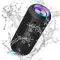 Ortizan X10 Speaker Bluetooth Portatile-Cassa Altoparlante Bluetooth Waterproof IPX7-Con Luce,Fino a 30h di Autonomia,3 Effetti Sonori Stereo Hi-Fi Bassi, Vivavoce Microfono-Con AUX, TF