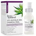 InstaNatural 30% Glycolic Acid AHA BHA Chemical Peel, Glycolic Acid Peel with Vitamin C, Lactic Acid, Hyaluronic Acid and Salicylic Acid, BHA Chemical Exfoliant for Face