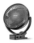 Koonie 10000mAh Rechargeable Portable Fan, 8-Inch Battery Operated Clip on Fan, USB Fan, 4 Speeds, Strong Airflow, Sturdy Clamp for Office Desk Golf Car Outdoor Travel Camping Tent Gym Treadmill,Black