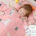 Anjee Couverture lestée pour Enfants, Couverture Lourde 100% Coton Naturel pour Enfants et Adolescents, 3kg 100x150cm, Chat Rose