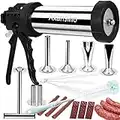 Upgrade Stainless Steel 2 LB Large Capacity Jerky Gun 2 Pound Beef Jerky Sausage Gun Meat Gun Jerky Shooter Jerky Kits Sausage Stuffer Machine with Nozzles Brushes & Meat Pusher Gift for Mom Women Men